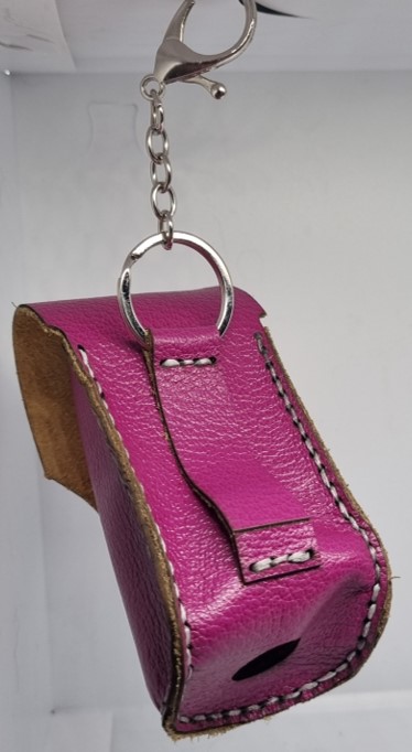 Fuchsia Coloured Leather Golf Ball Holder