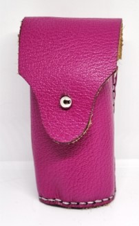 Fuchsia Coloured Leather Golf Ball Holder