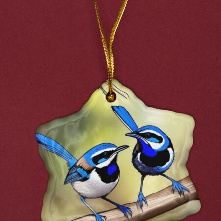 Two-blue-wrens-Australian-Christmas-ornament-star-shaped