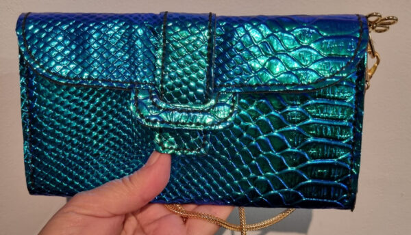 Bright blue clutch purse, handmade