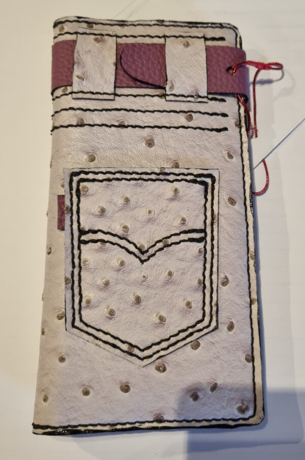 Faux Ostrich Jeans Wallet